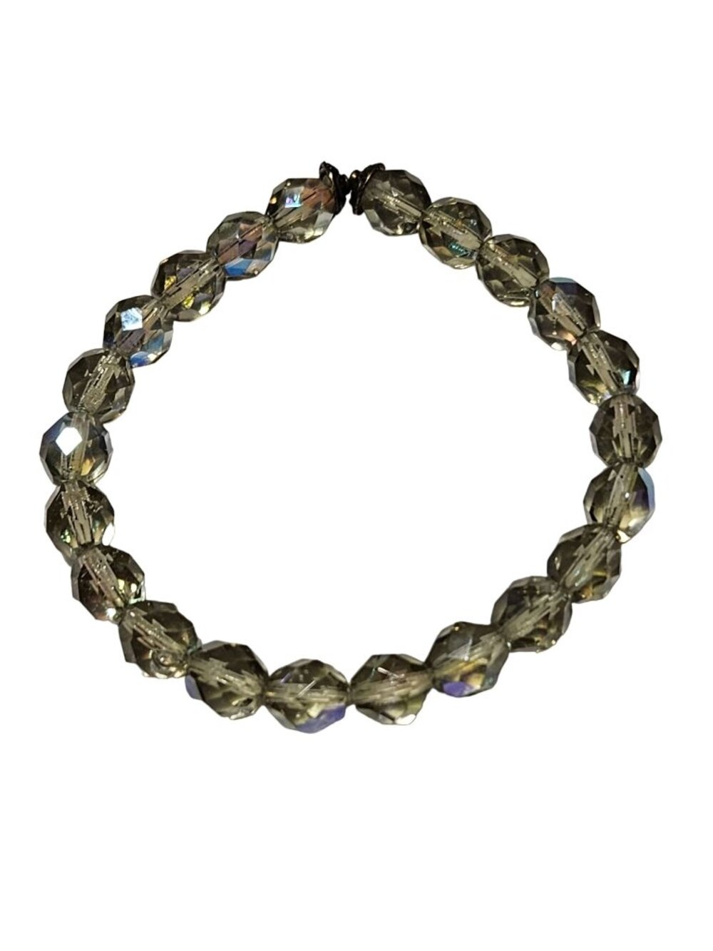 Retro Beaded Bracelet Faceted Iridescent Crystal Beads Stretch Fashion Jewelry